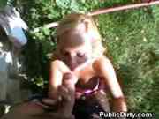Public fuck and facial 
