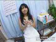 Asian babe creampie fucked and fingered on massage table 
